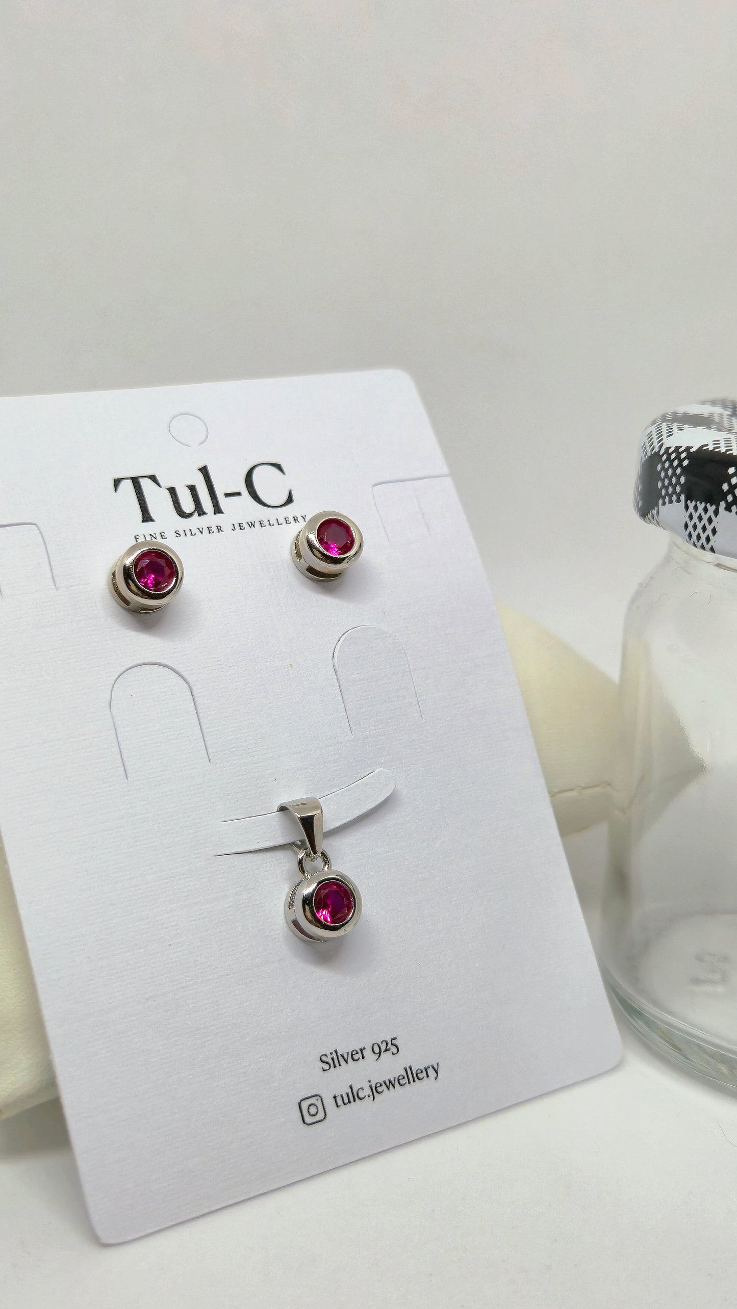 Pink Stone Pendent Set