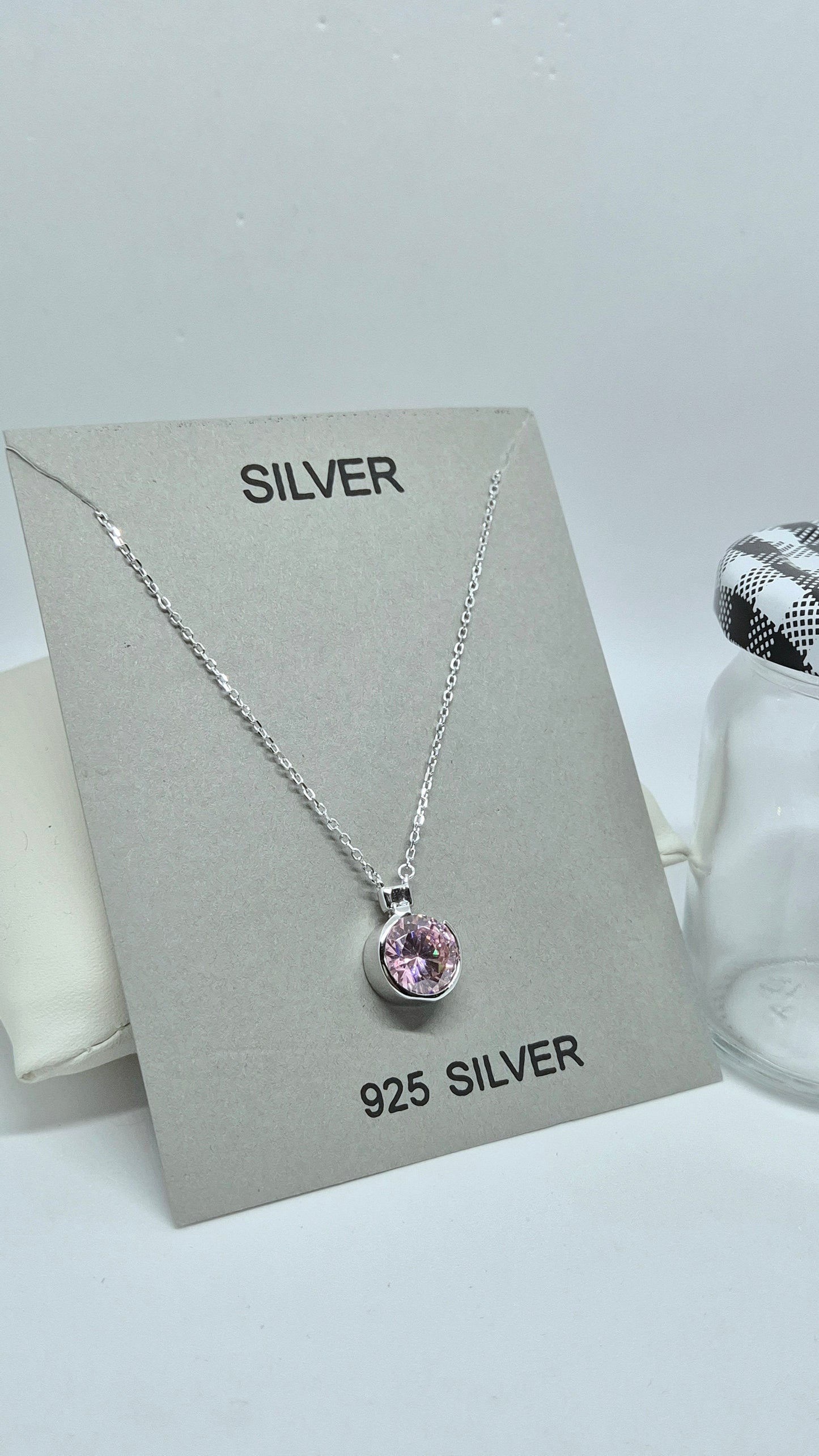 Pink stone chain pendent