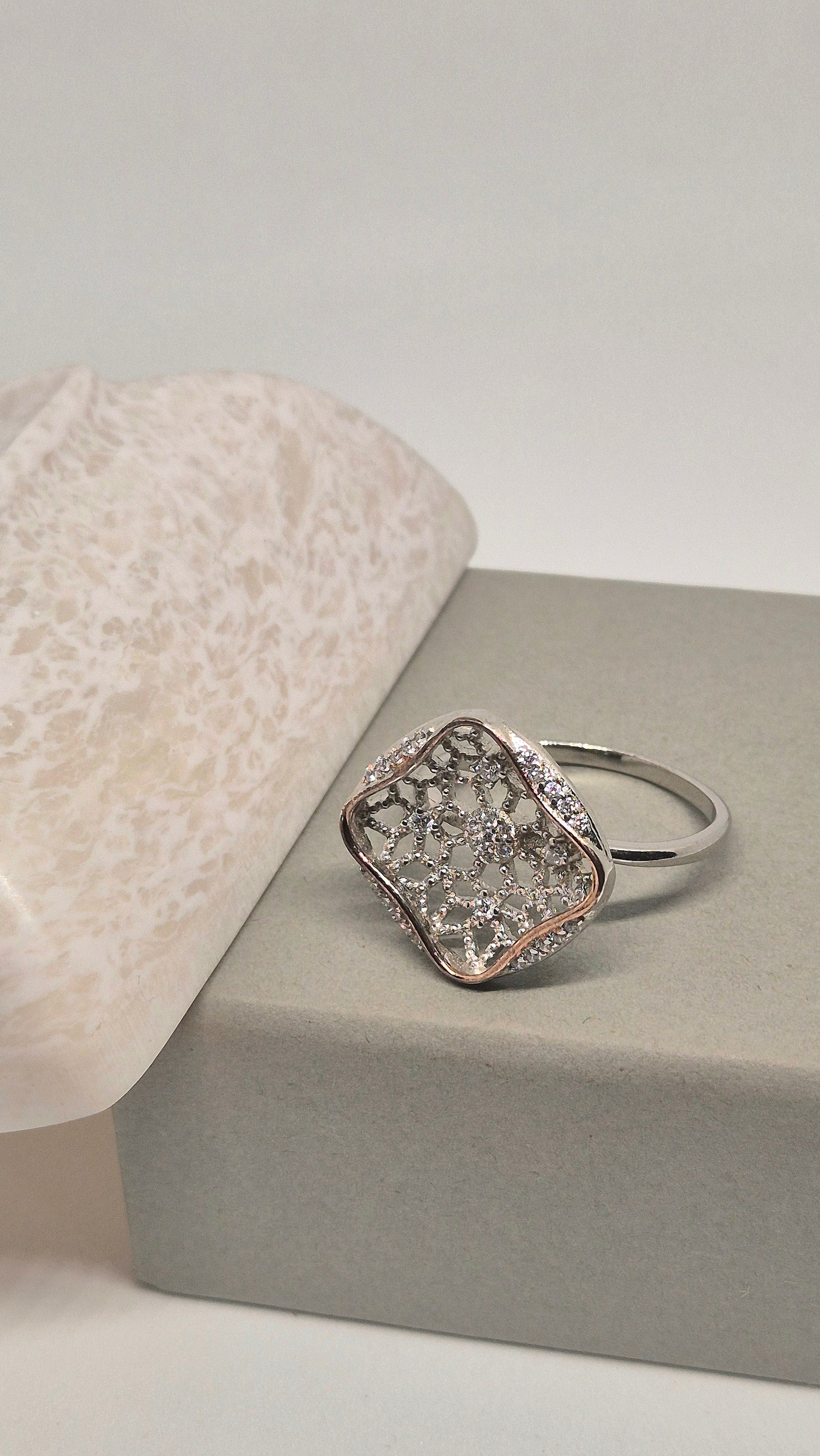 Lattice Square Crystal Ring