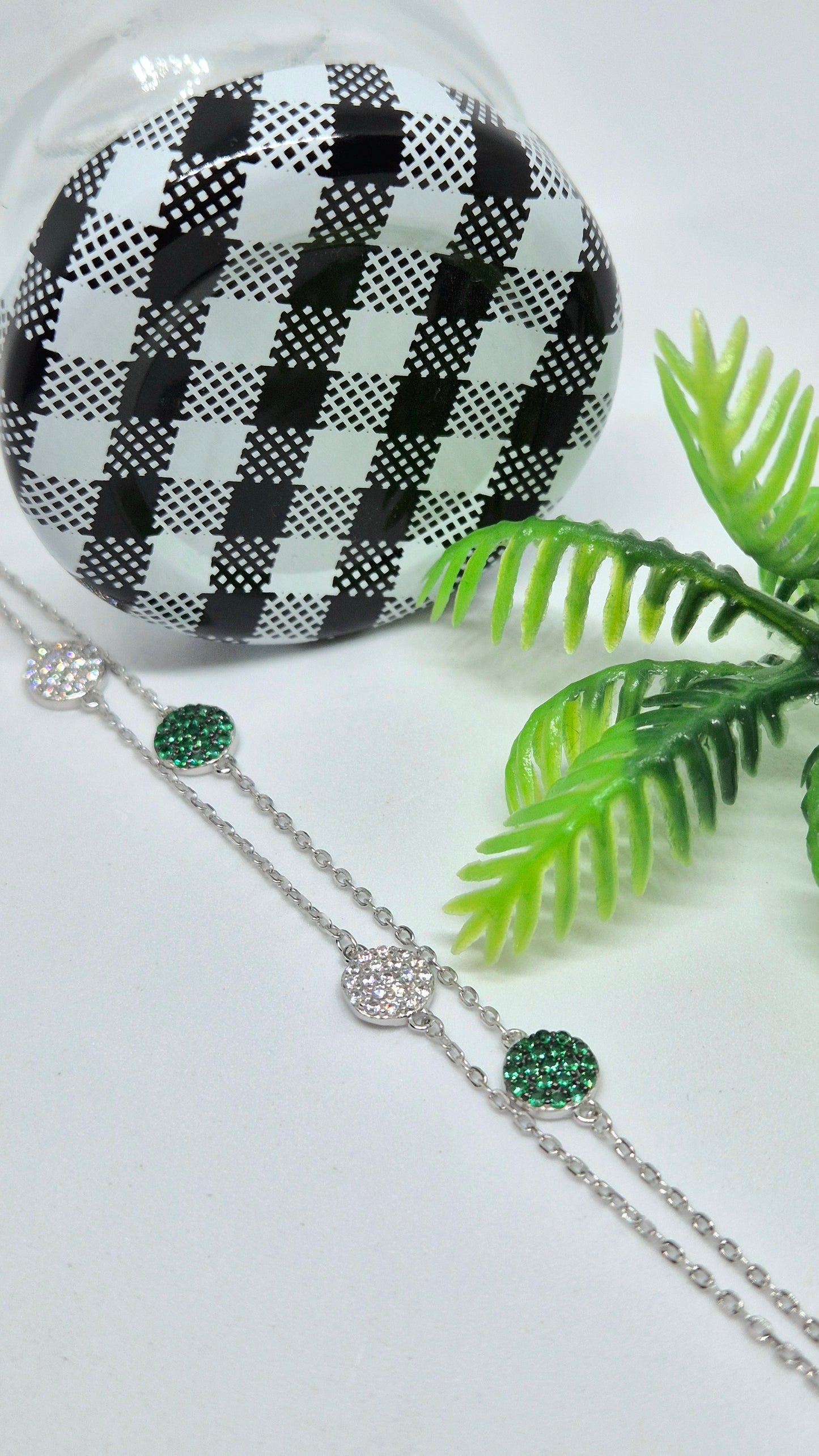 Double chain Green Dimond Bracelet