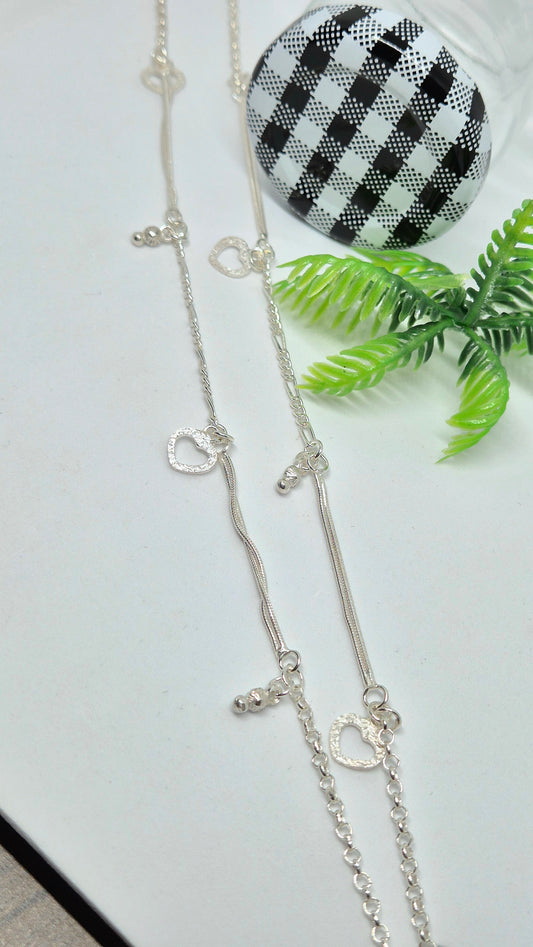 Heart & moti Anklet