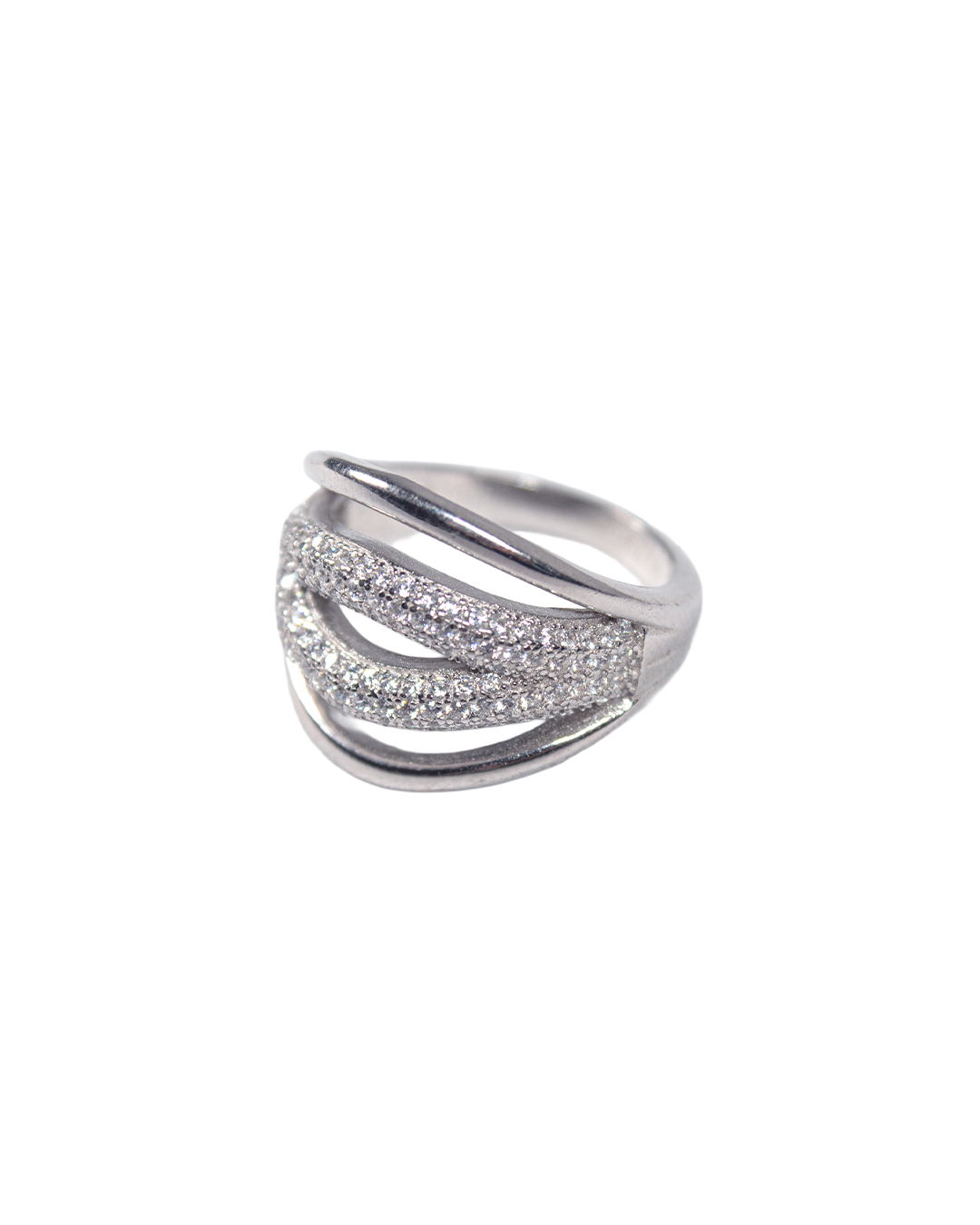 Triple Wave Sparkle Ring