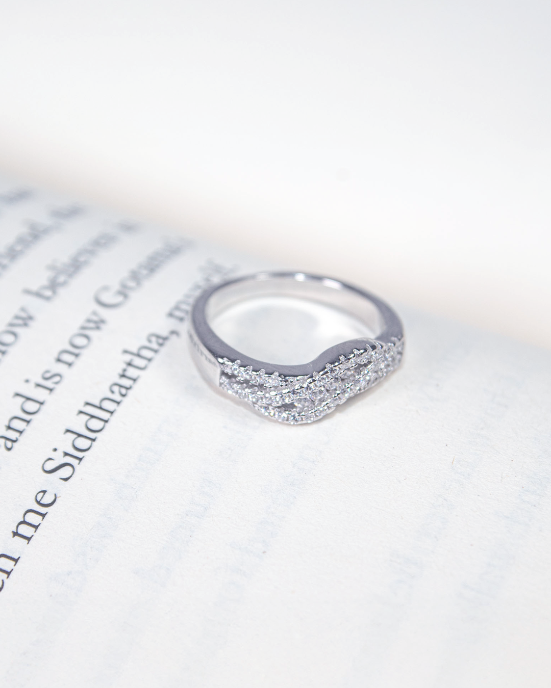 Crystal Curve Silver Band