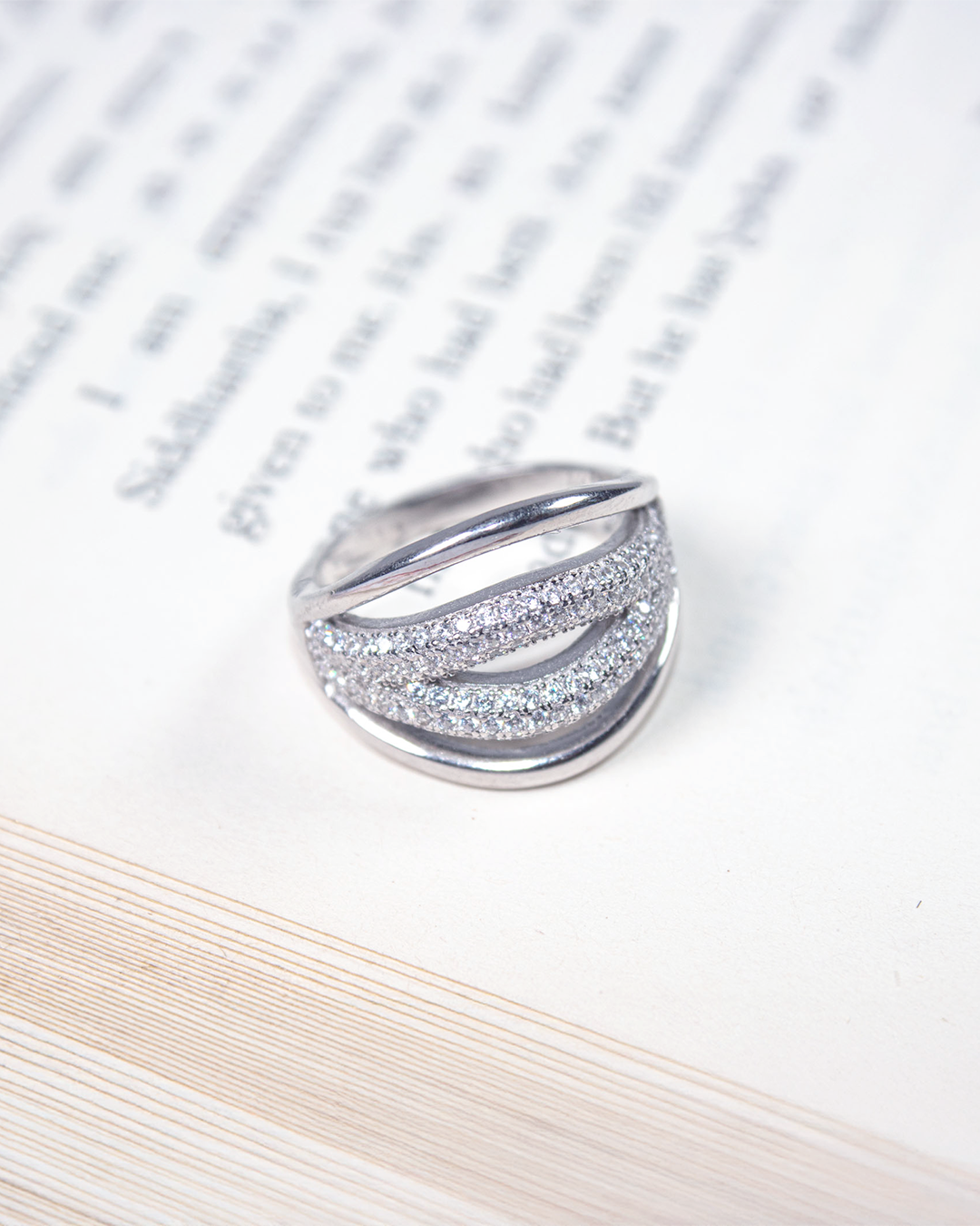 Triple Wave Sparkle Ring