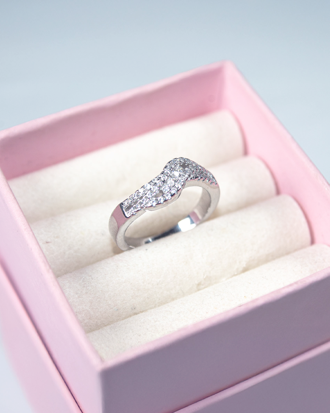 Crystal Curve Silver Band