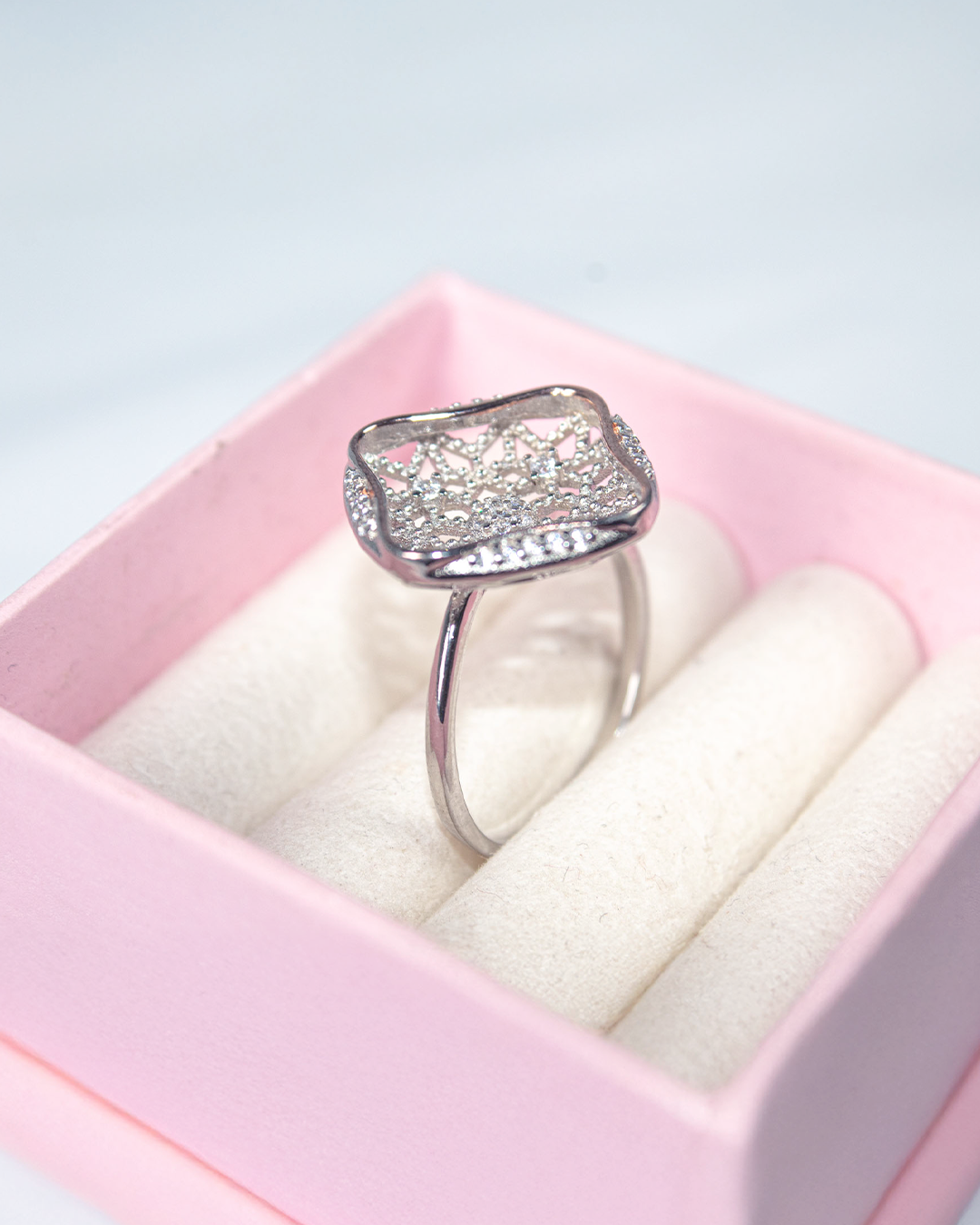 Lattice Square Crystal Ring