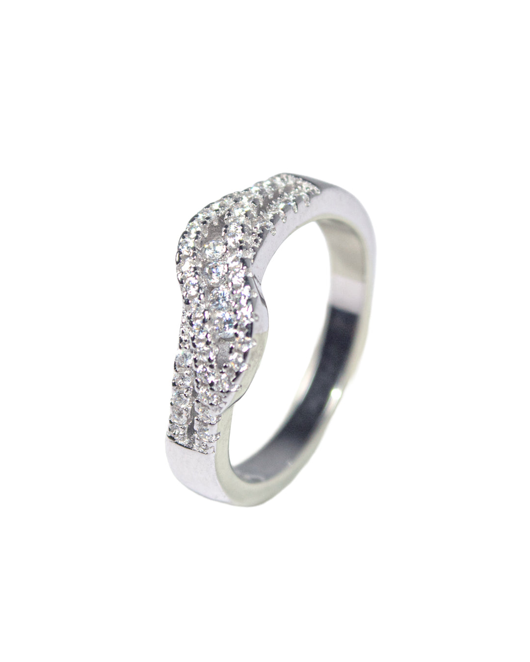 Crystal Curve Silver Band