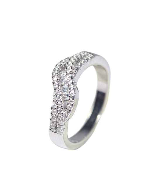 Crystal Curve Silver Band