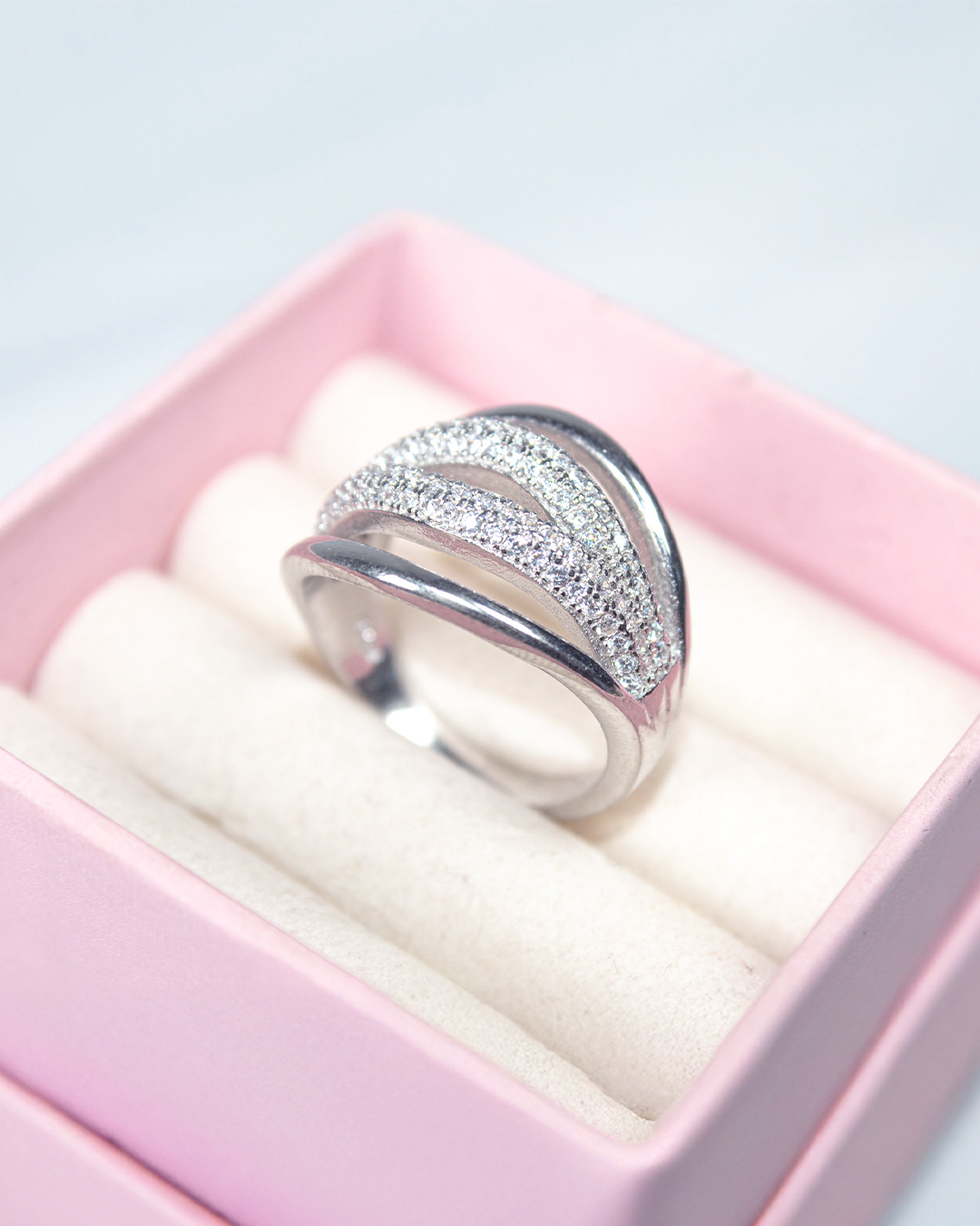 Triple Wave Sparkle Ring