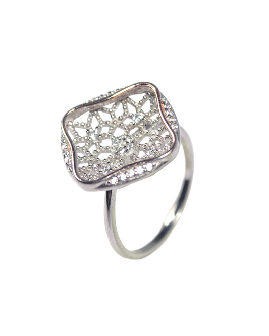 Lattice Square Crystal Ring
