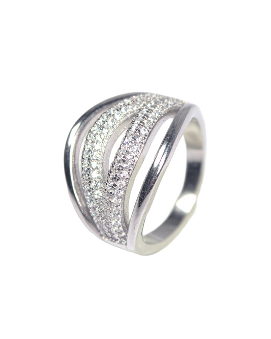Triple Wave Sparkle Ring