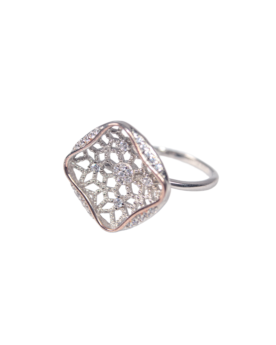 Lattice Square Crystal Ring